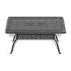 L59.05*W35.43-inch Cast Aluminum Patio Dining Table with Black Frame and Umbrella Hole