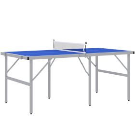 Soozier Mini Ping Pong Table Set for Outdoor and Indoor, Foldable Table Tennis Table with Net, 2 Paddles, 3 Balls, Adjustable Feet, Easy Assembly