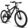 Ecarpat Mountain Bike 24 Inch Wheels, 21-Speed Full Suspension Mens Womens Trail Commuter City Mountain Bike