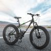 S26109 Elecony 26 Inch Fat Tire Bike Adult/Youth Full Shimano 21 Speed Mountain Bike, Dual Disc Brake, High-Carbon Steel Frame, Front Suspension