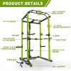 Green Multi-functional Power Cage, Home Adjustable Pullup Squat Rack 1000Lbs Capacity Comprehensive Fitness Barbell Rack