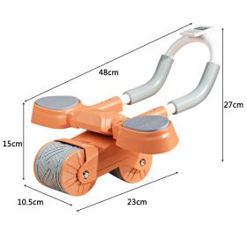 2 In 1 Belly Wheel Balanced Support and Digital Counter Automatic Rebound Mute Abdominal Exerciser Arm Muscles Slimming Home Gym (Ships From: China, Color: Orange timer A)