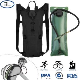 Tactical Hydration Pack 3L Water Bladder Adjustable Water Drink Backpack (Color: BLACK, size: 3L)