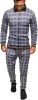 Men's 2 Pieces Tracksuits Jacket and Pants Casual Full Zip Running Jogging Athletic Plaid Sports Sweatsuits