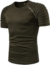 Men's Casual Shirt Short Sleeve Crewneck T Shirt Athletic Running Sport Gym Mens T Shirts (Color: Green, size: L)