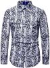 Snakeskin Long Sleeve Shirts Men's Casual Print Disco Button Down Shirt