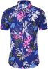 Men's Hawaiian Floral Short Sleeve Shirt Casual Flower Button Down Slim Fit Shirts