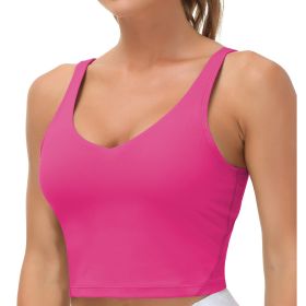 Womens' Sports Bra Longline Wirefree Padded with Medium Support (Color: Rose, size: XL)