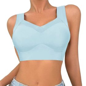 Posture Correcting Bra for Seniors, Anti Sagging Bras (Color: Blue, size: 2XL)