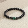 Black Frosted Stone Stretch Beaded Bracelets Gifts For Women Men Silver Plated Energy Healing Yoga Meditation Bangle Jewelry