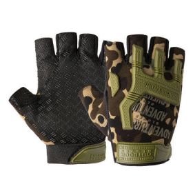 Military Airsoft Gloves Army Tactical Shooting Gloves Combat Men Outdoor Hiking Riding Anti-Slip Half / Full Finger Gloves (Color: Camo, size: L)