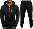 Mens 2 Piece Tracksuit Zipper Cardigan Hoodie Pants Sport Suit Running Jogging Athletic Casual Tracksuit Set