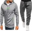 Mens 2 Piece Tracksuit Zipper Cardigan Hoodie Pants Sport Suit Running Jogging Athletic Casual Tracksuit Set