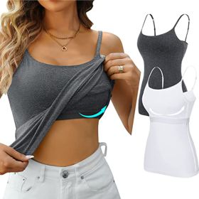 Womens Camisole Sleeveless Cami Vest Top Yoga Tank Tops (Color: grey, size: L)