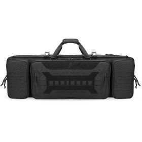 VOTAGOO Double Rifle Case Gun Bag, Safely Long-Barrel Firearm Transportation Cases Locks (Color: BLACK, size: 36inches)