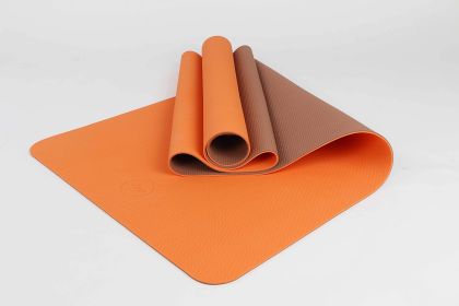 2 Tone TPE Premium Yoga Mat (Color: Orange-Brown)