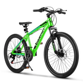 A24299 Rycheer Elecony 24 inch Mountain Bike Bicycle for Adults Aluminium Frame Bike Shimano 21-Speed with Disc Brake (Color: as Pic)