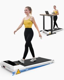 FYC Under Desk Treadmills Walking Pad with Incline and Remote Control and LED Display Electric Running Machine for Home Office Exercise Walking Joggin (Color: White)