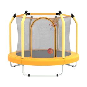 55-inch Trampoline for Kids Indoor & Outdoor Small Toddler Trampoline with Basketball Hoop (Color: as Pic)