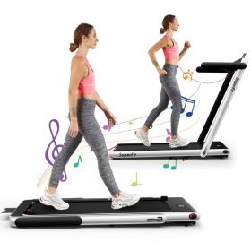 2.25HP 2 in 1 Folding Treadmill with APP Speaker Remote Control (Color: Silver)