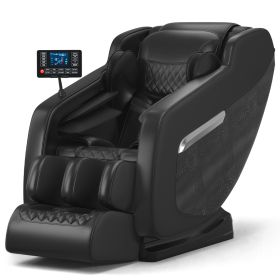 Massage chair, full body zero gravity recliner, with hip heating, foot massage and air massage system, suitable for mom/dad (pure black). (Color: BLACK)